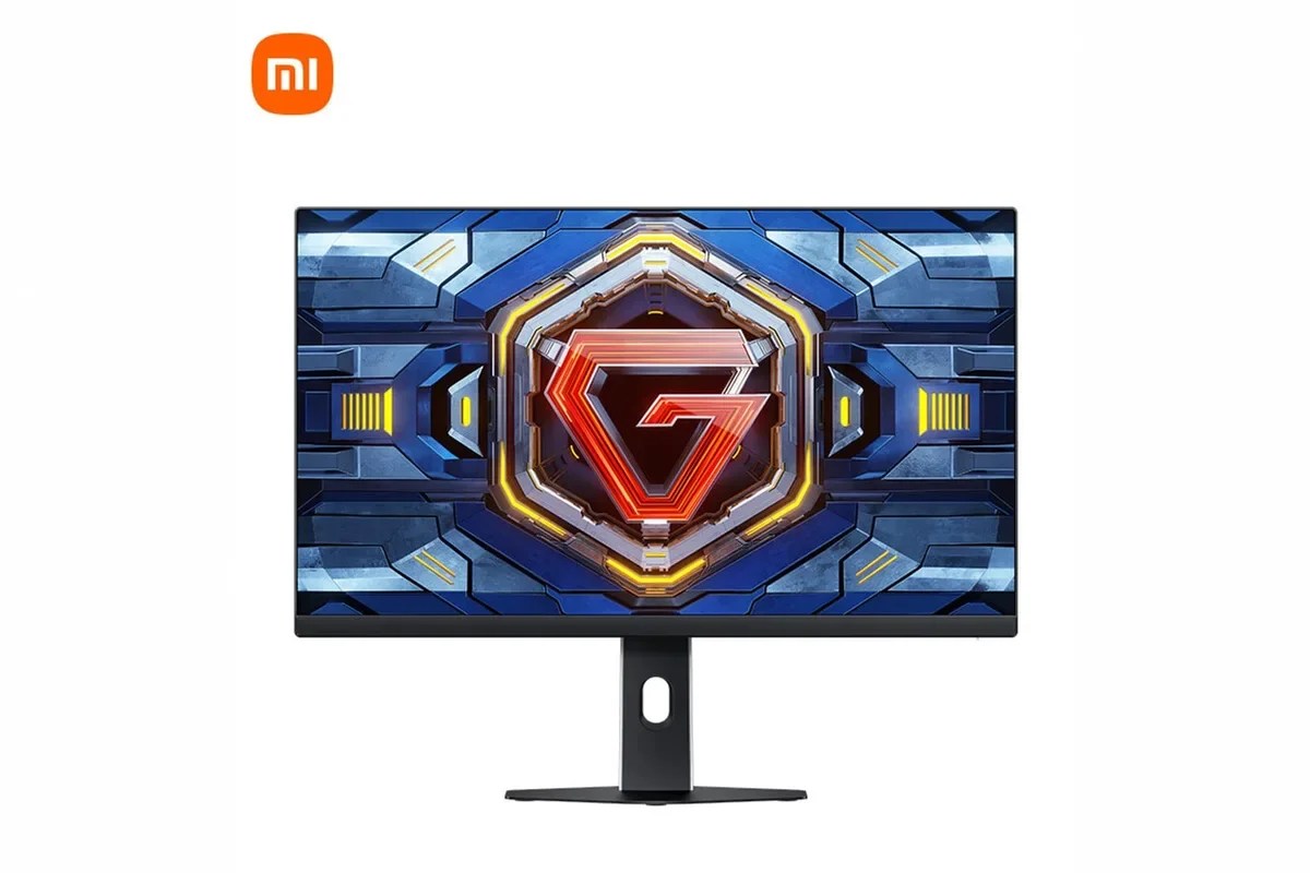 Монитор Redmi G25 2027 спереди на белом фоне с логотипом Xiaomi