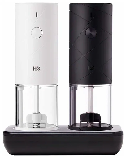 Набор из двух электрических мельниц для специй Huo Hou Electric Grinder Rechargable, со встроенным аккумулятором и подставкой, белый-черный (HU0275 RUS)